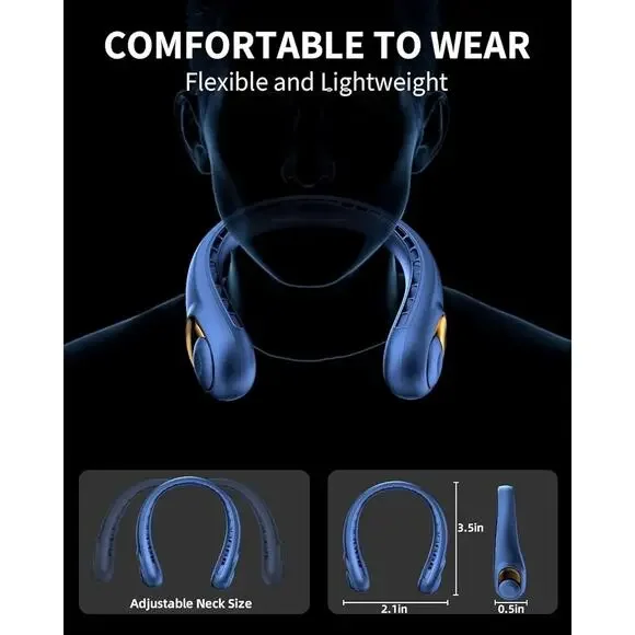 Neck Fan USB-C Charging, Long-Lasting Hands Free Bladeless with 3 Speeds - Picture 3 of 4